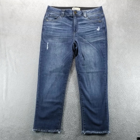 Democracy Jeans Womens 12 Blue Straight High Rise Stretch Ab Technology Denim - Picture 1 of 3